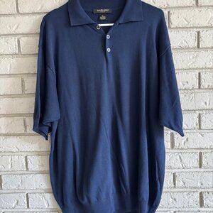 Murano Italia Men's Navy Collared Polo Pullover Size L Short Sleeve Italy